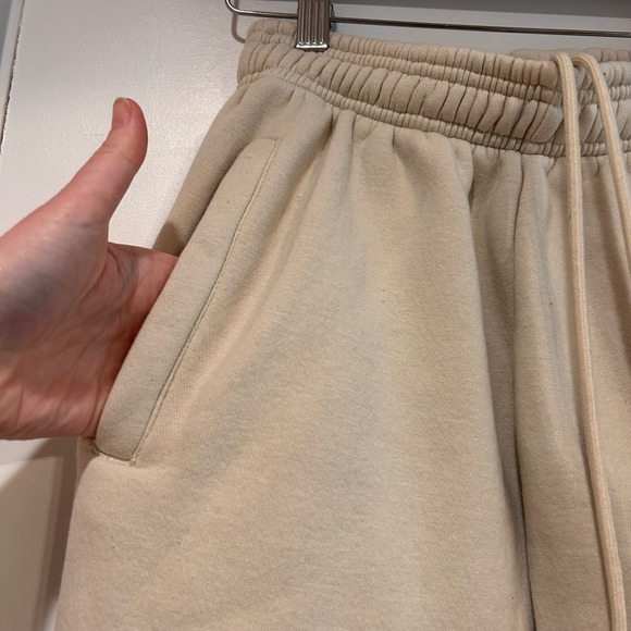 Hours Heavyweight Sweatpants Cream Joggers Mens Small Minimalist Streetwear - Picture 5 of 10